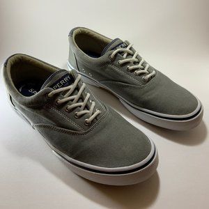 Gray Sperry Striper Canvas Shoes